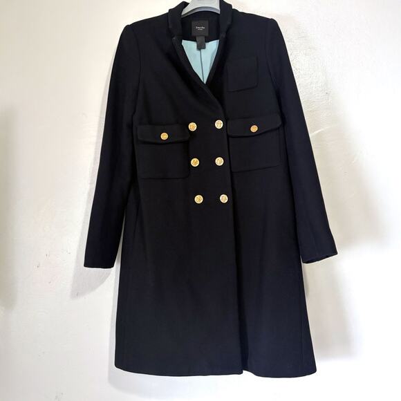 SMYTHE 100% Wool Gold Buttons Double Brested Peacoat in Black Size M - Picture 3 of 12